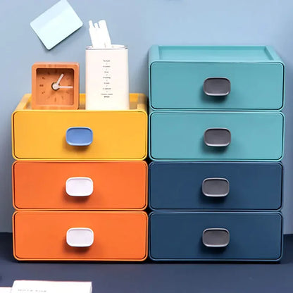 DecorBites™ Desktop Cosmetic Storage Box: Small Plastic Jewelry & Makeup Organizer