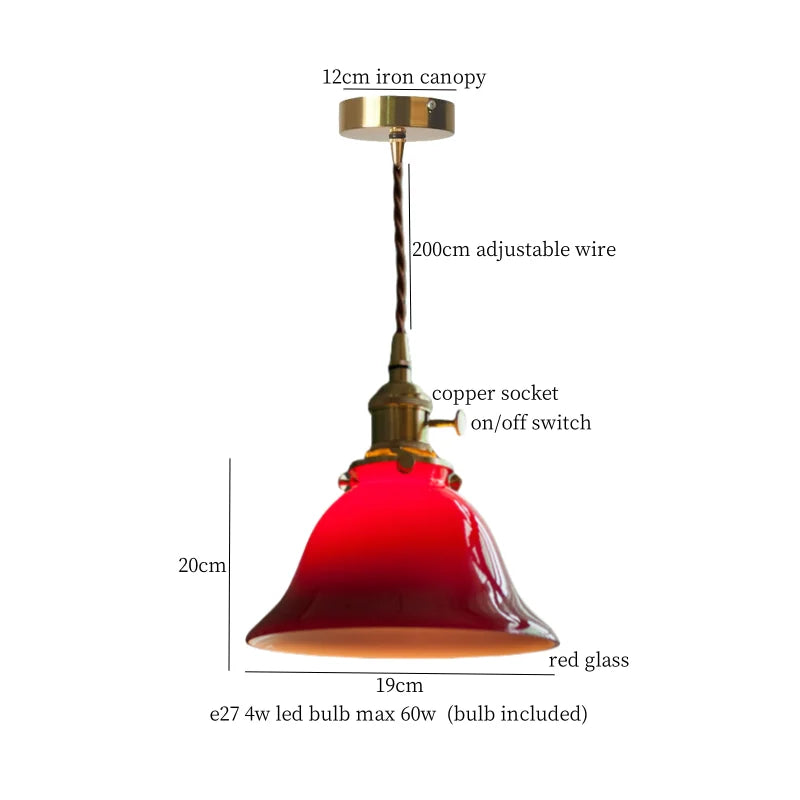 Glass LED Pendant Lamp 3-Head Canopy Cafe Style