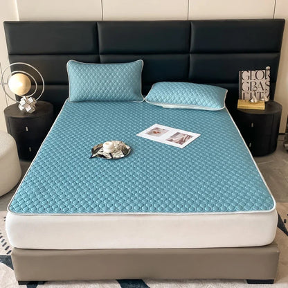 DecorBites™ 4mm Latex Filled Bed Mat & Pillowcase Set - Cooling Ice Silk Sleep Mats