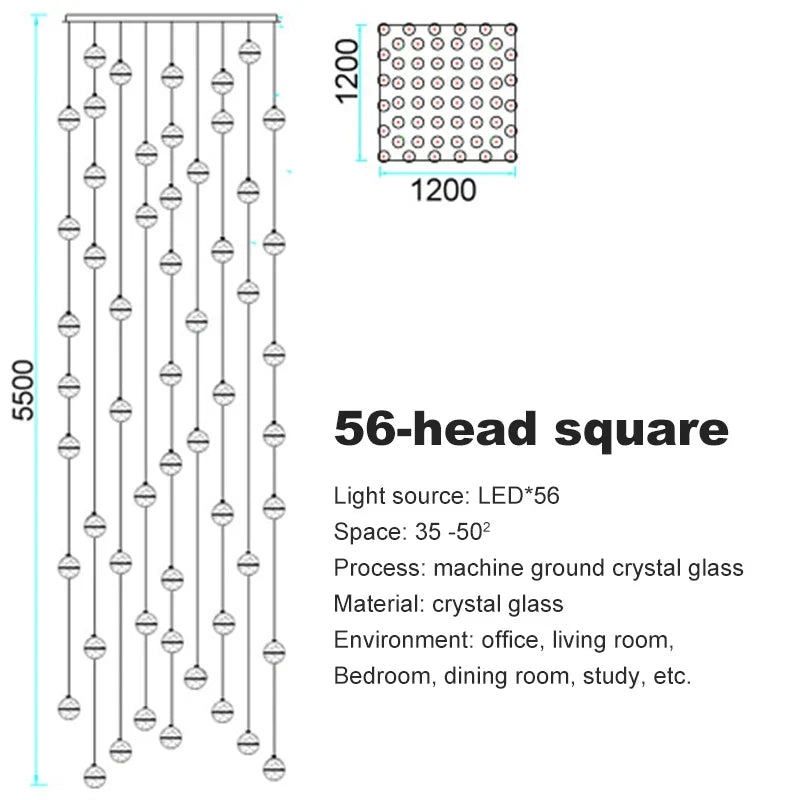 DecorBites™ Crystal Ceiling Chandelier for Staircase & Hallway, Elegant Long Cable Pendant Light