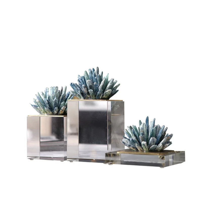 DecorBites™ Agate Stone Crystal Sculpture Gold-plated Marble Ornament for Living Room Desk