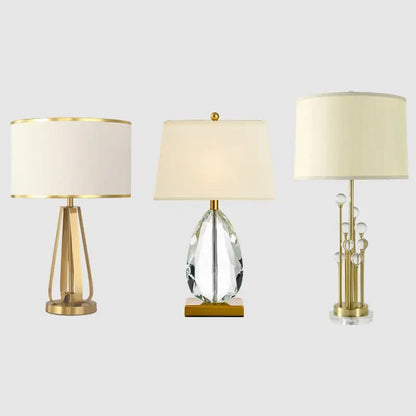 DecorBites™ Crystal Bedside Lamp: Modern Nordic Design, Fabric Lampshade for Living Room & Bedroom