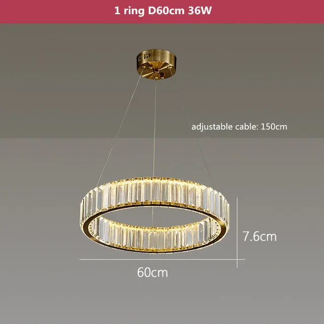 DecorBites™ Crystal LED Ring Chandelier - Luxury Villa Stair Pendant Fixture