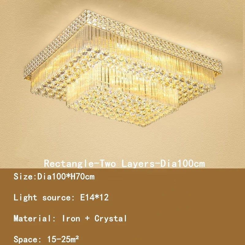 DecorBites™ Crystal LED Chandelier Cake Ceiling Lamp for Living Room Bedroom Kitchen Hotel
