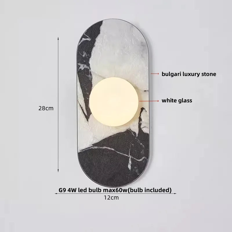 DecorBites™ LED Wall Light: French Luxury Glass Globe Stone Wall Lamp Fixture