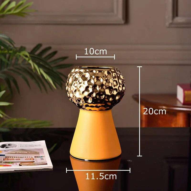 Gold Hammer Ceramic Vase