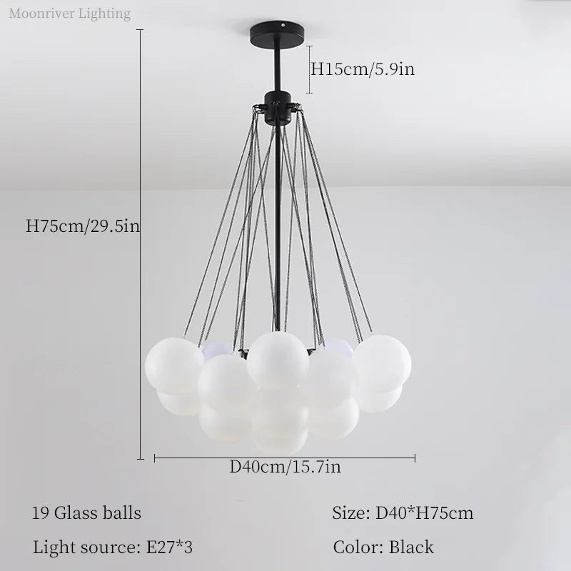 DecorBites™ Glass Ball LED Chandelier for Bedroom Dining Living Room