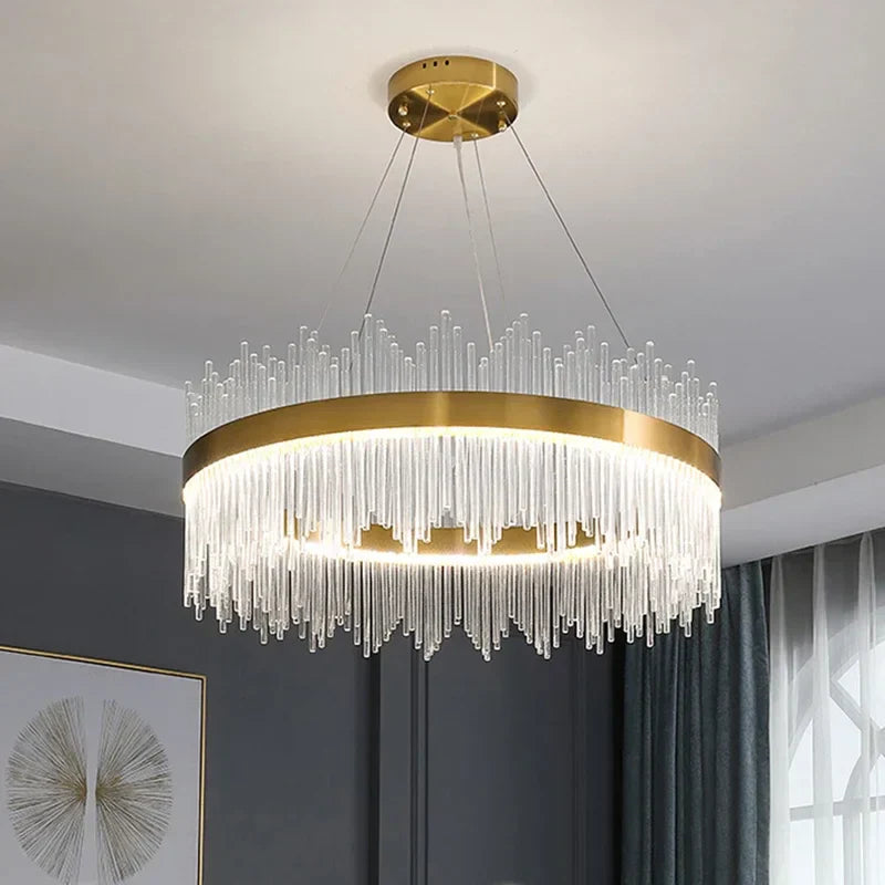 Gold Dimmable Crystal Pendant