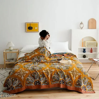 DecorBites™ Cotton Gauze Leisure Blanket - Soft Boho Decor for Beds & Sofas