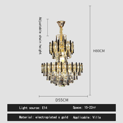 DecorBites™ Crystal Hollow Villa Chandelier: Modern Luxury Pendant Light for Living Room and Hotel Lobby
