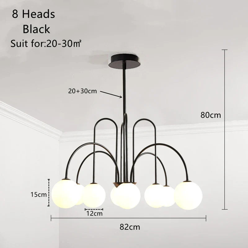 DecorBites™ Glass Ball Pendant Chandelier with LED for Dining Living Bar Kitchen Island