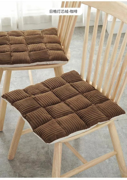 DecorBites™ Corduroy Cushion: Plaid Thickened Office Chair, Dining Chair, Sofa Floor Cushion