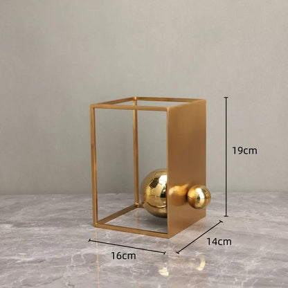 DecorBites™ Geometric Gold Frame Sculpture Decorative Figurines Metal Home Decor