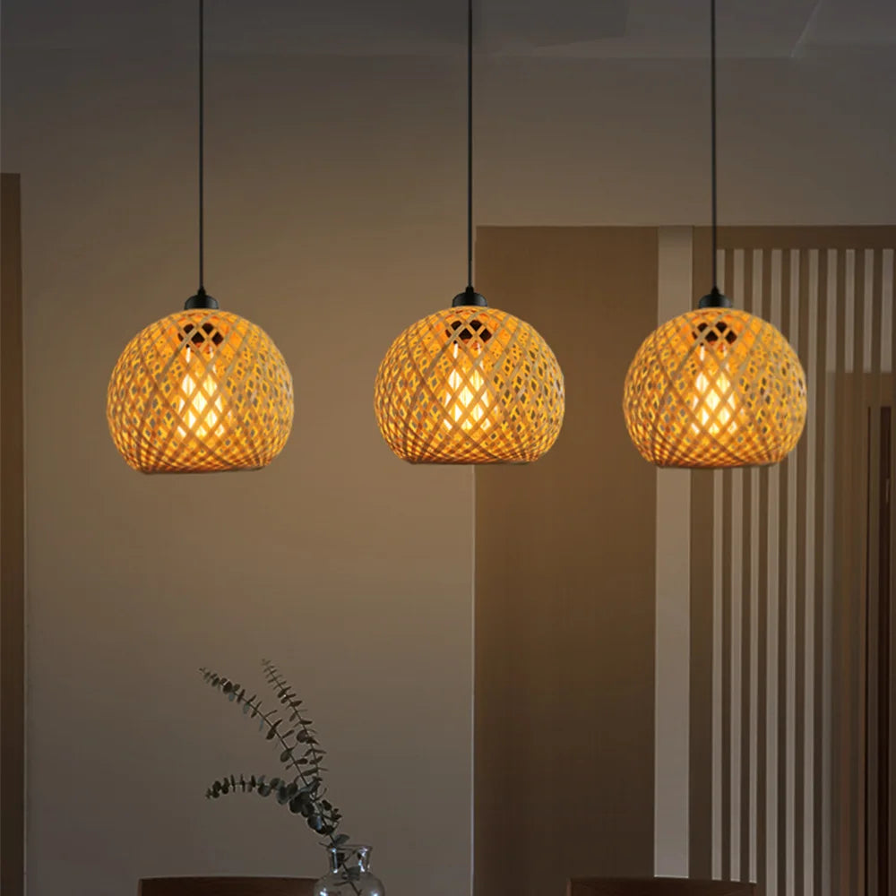 DecorBites™ Bamboo Pendant Light Handmade Rattan
