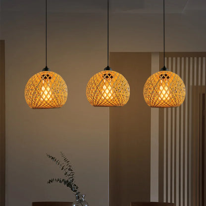 DecorBites™ Bamboo Pendant Light Handmade Rattan