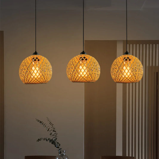 DecorBites™ Bamboo Pendant Light Handmade Rattan