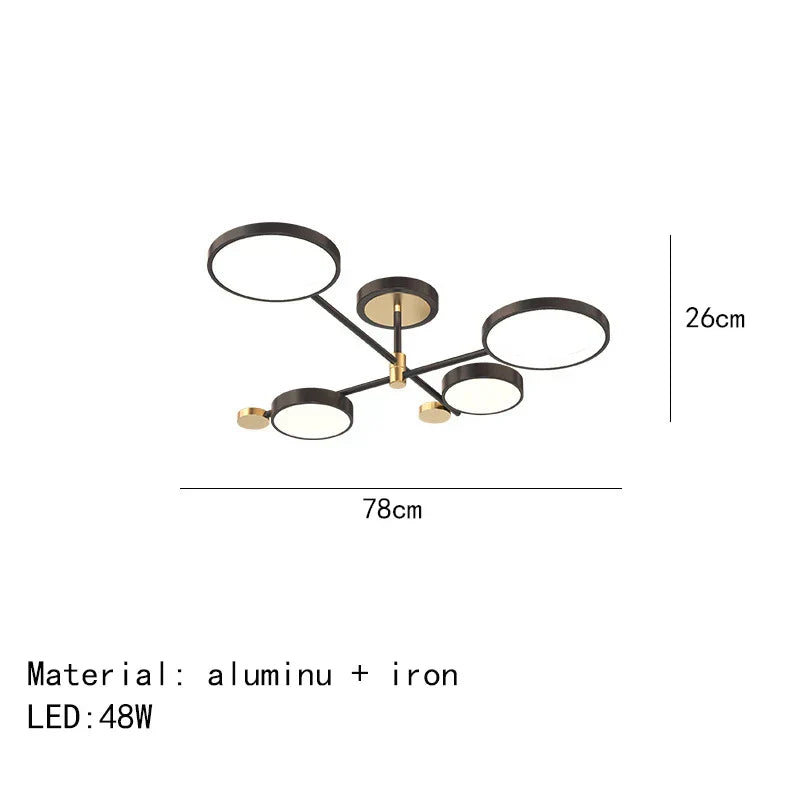 Minimalist Gold Black Chandelier
