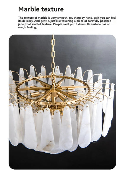 French Marble Pendant Light Modern Copper E14 LED Water Droplet Chandelier for Living Room Dining Room Bedroom Home Decor Lights