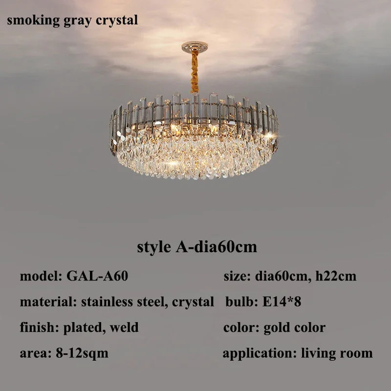 Gold Crystal Chandelier 6pcs Ceiling Design
