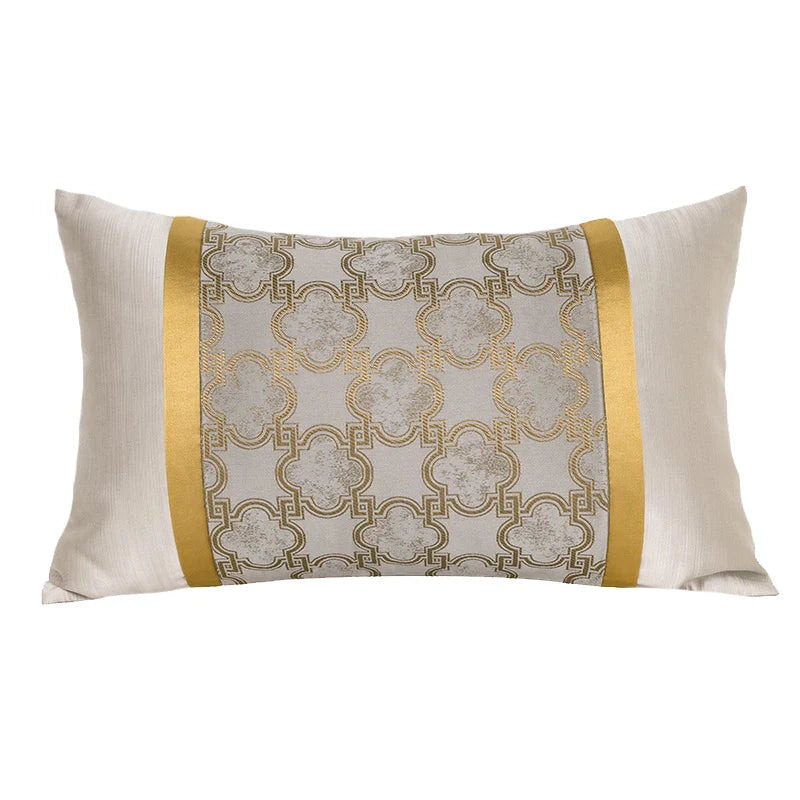 DecorBites™ Gold Quatrefoil Geometric Jacquard Pillow Cover - Luxury Home Decor