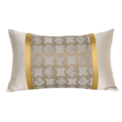 DecorBites™ Gold Quatrefoil Geometric Jacquard Pillow Cover - Luxury Home Decor