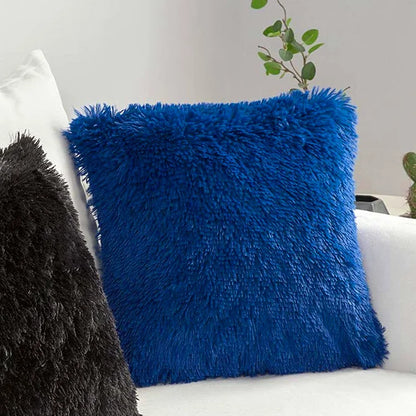 DecorBites™ Cozy Plush Fur Cushion Cover 43x43cm White Grey Sofa Decor Pillowcase