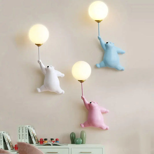 DecorBites™ Kids Bear Moon Wall Lamp | 3D Printed Bedroom Interior Light