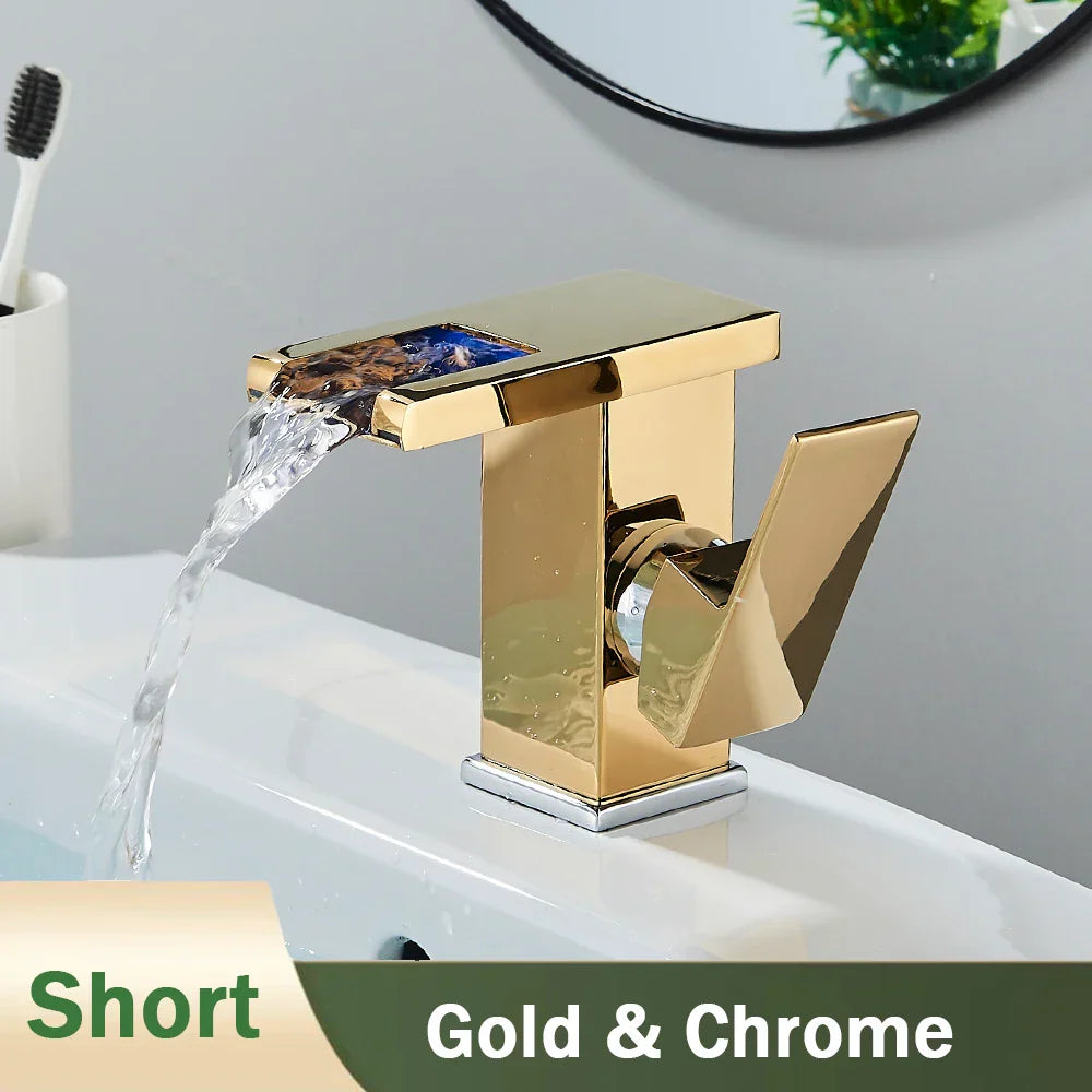 Black Waterfall Basin Faucet With Hydroelectric Mixer