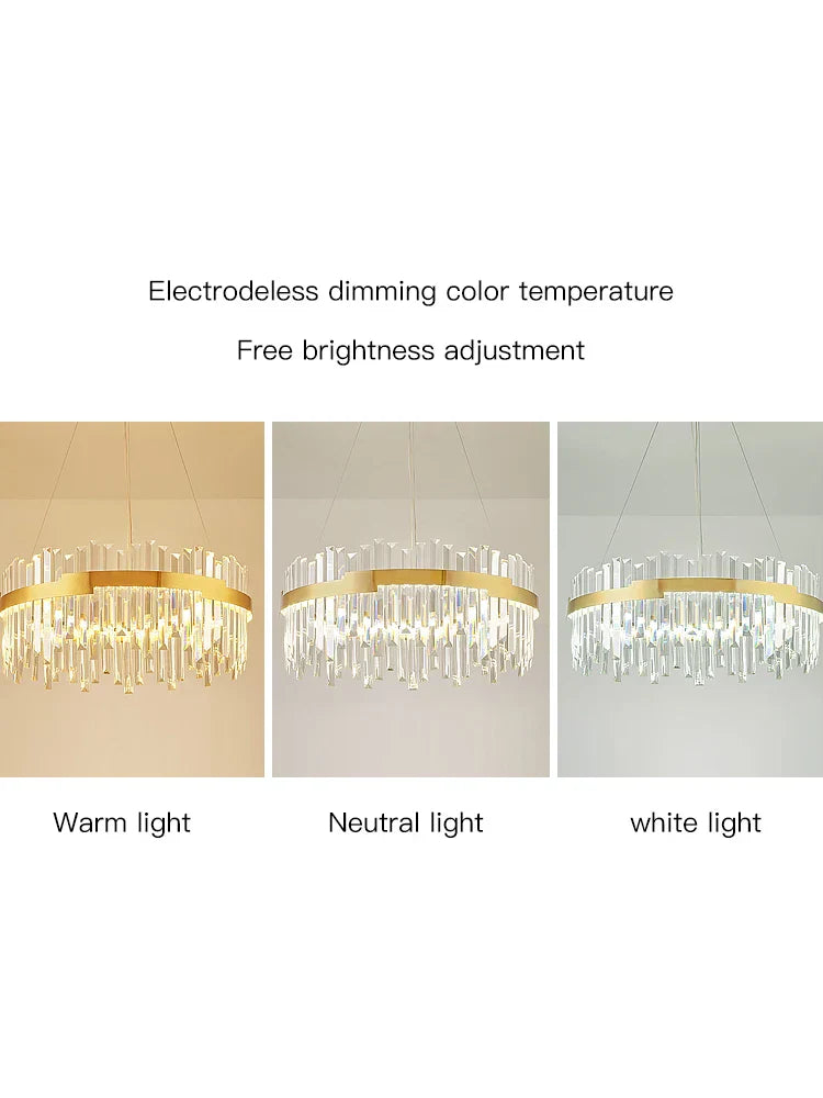 Gold Crystal Circular 80cm Chandelier