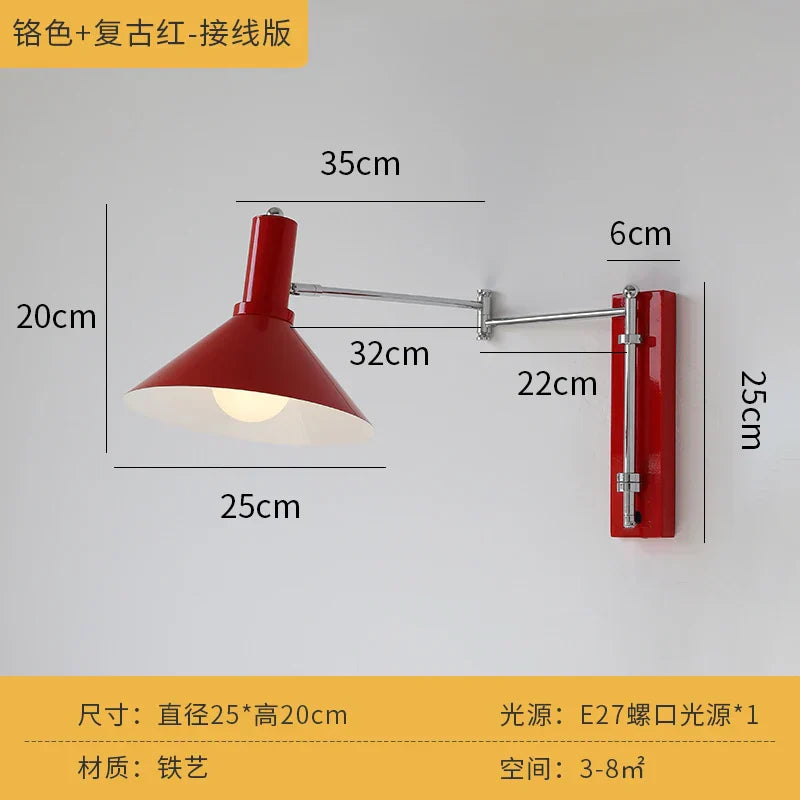 DecorBites™ Cream Wind Wall Lamp LED E27 Swing Arm Telescopic Staircase Bedside Reading