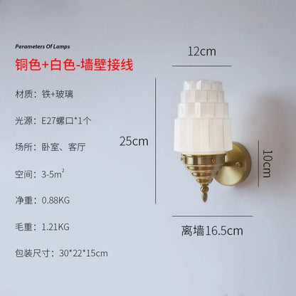DecorBites™ Cream Glass LED Wall Lamp Iron Art Chrome/Gold Living Room Bedroom Background