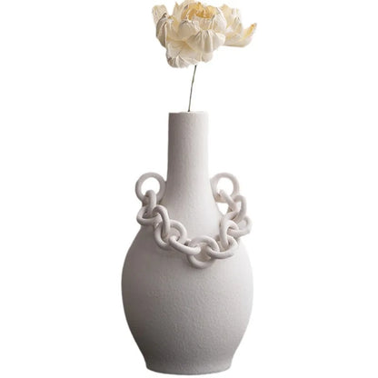 DecorBites™ Geometric Chain Porcelain Vase - Stylish Room Decor & Flower Vase