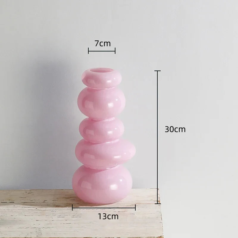 DecorBites™ Geometric Glass Vase Terrarium Pebble Stack Floral Arrangement Home Decor