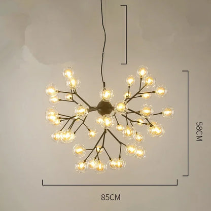 DecorBites™ Heracleum Firefly Glass Round Ball Chandelier - Luxury Staircase Dining Room Lighting