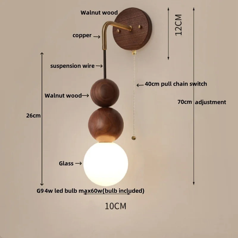 DecorBites™ Adjustable Walnut Wood LED Wall Sconce | Nordic Bedroom Lamparas with Acrylic | Simple Aisle Décor