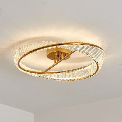 DecorBites™ Crystal Rings LED Ceiling Light: Modern Dimmable Gold Lustre for Indoor Home Decor