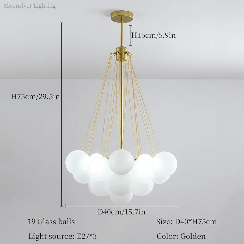 DecorBites™ Glass Ball LED Chandelier for Bedroom Dining Living Room