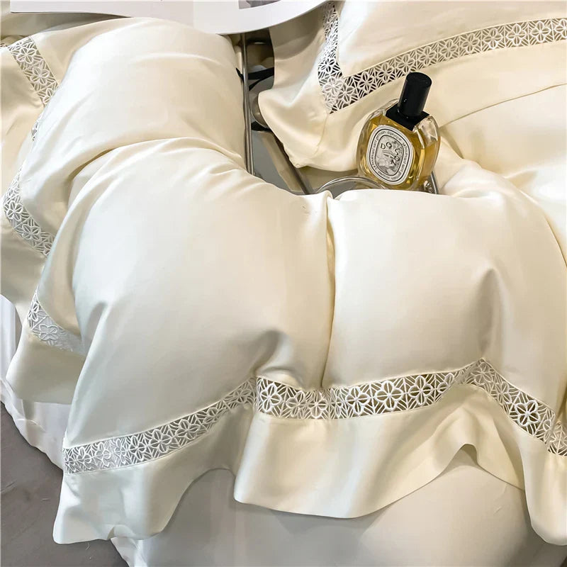 DecorBites™ Eucalyptus Fiber Lace Bedding Set for Soft, Silky & Cool Skin-friendly Comfort