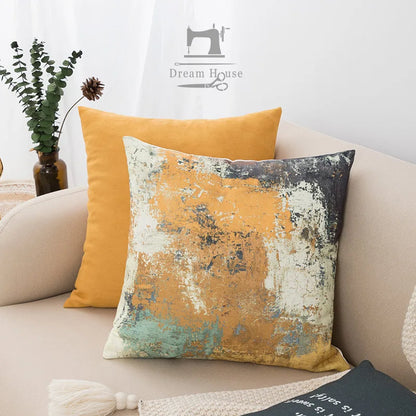 DecorBites™ Abstract Geometric Print Cotton Linen Pillow Cover Nordic Style Decor Pillowcase