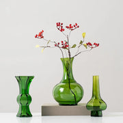 Green Glass Geometric Vase