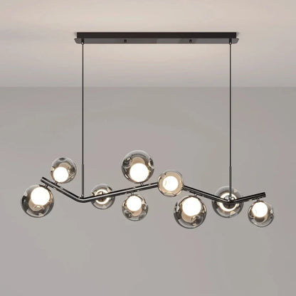DecorBites™ Glass Globe Black Led Pendant Chandelier - Nordic Style Dining Room Decor