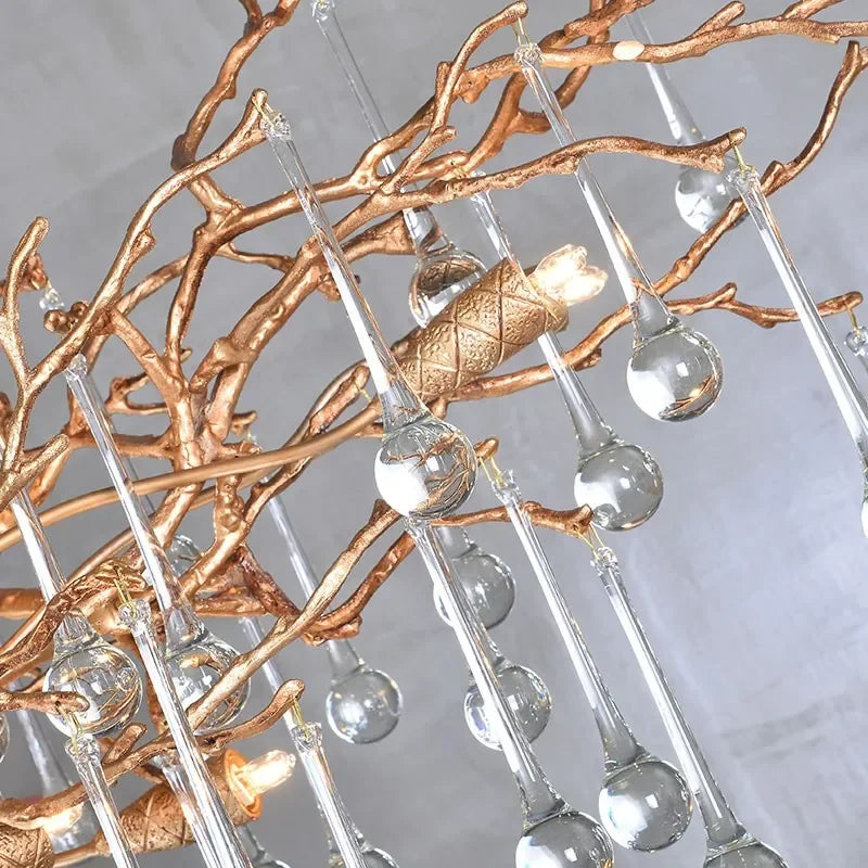 Crystal Copper Branch Chandelier