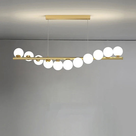 DecorBites™ Glass Ball Gold Chandelier: Nordic Style Dining Room Kitchen Lighting