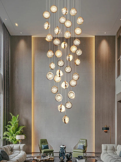 DecorBites™ Crystal Ball LED Rotating Stair Chandelier - Nordic Luxury Loft Bubble Design