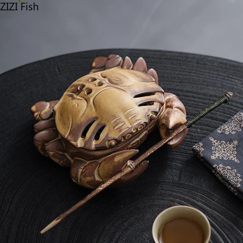 DecorBites™ Crab Ceramic Incense Burner Aromatherapy Diffuser Ash Plate Home Aroma Container
