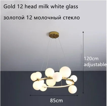 DecorBites™ Glass Ball LED Chandelier: Modern Nordic Style for Living, Dining, Kitchen, Study