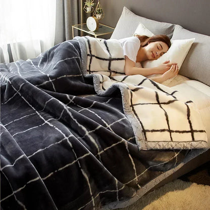 DecorBites™ Cozy Flocked Raschel Blanket | Soft & Warm Double-Sided Winter Bedding