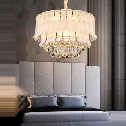 DecorBites™ Crystal Feather Ceiling Pendant Lights for Luxury Home Decor & Living Room