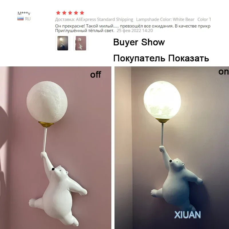 Bear Moon Wall Light