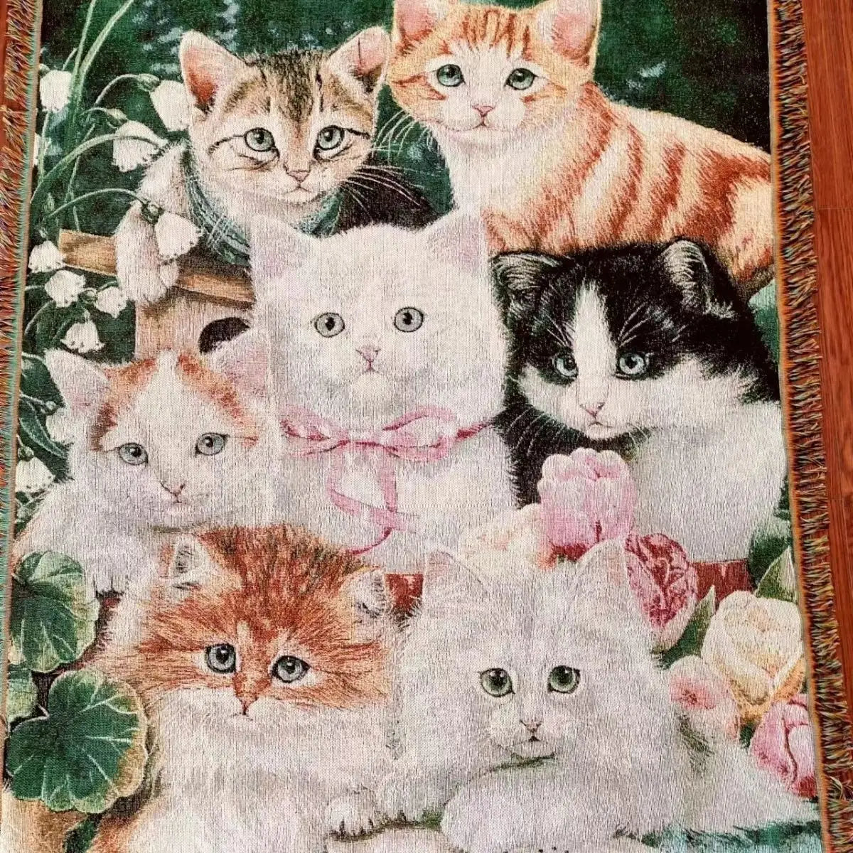 DecorBites™ Cat Sunflower Knitted Sofa Cover - Multi-functional Blanket, Bed Cover, Floor Mat, and Tapestry for Home Decor.